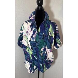 Xinqu Colorful Abstract Women Size Medium Button Up Shirt